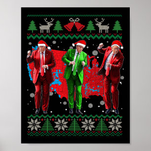 Póster Funny Trump baila Papá Noel Navidades Navidad Paja