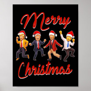 Póster Funny Trump baila Papá Noel Navidades Navidad Paja