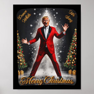 Póster Funny Trump baila Papá Noel Navidades Navidad Paja