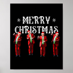 Póster Funny Trump baila Papá Noel Navidades Navidad Paja