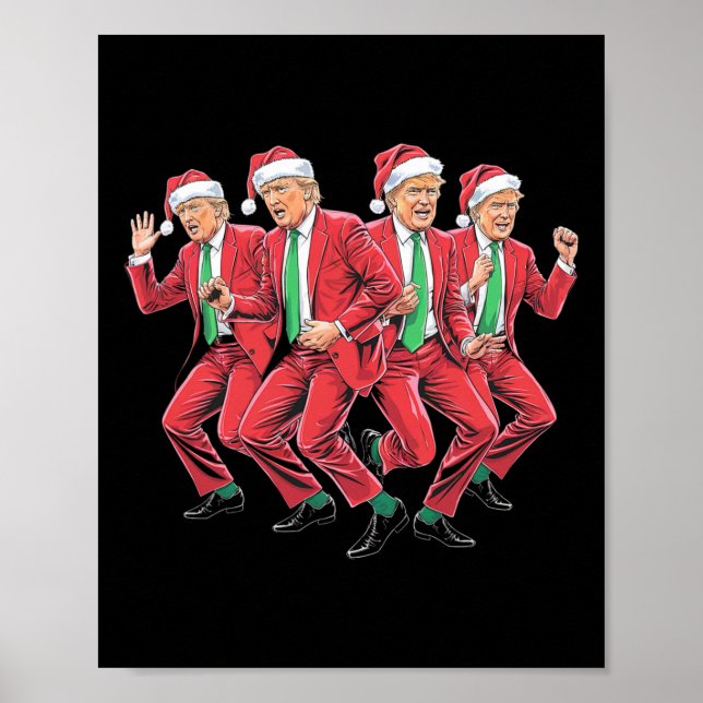 Póster Funny Trump baila Papá Noel Navidades Navidad Paja (Frente)