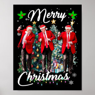 Póster Funny Trump baila Papá Noel Navidades Navidad Paja