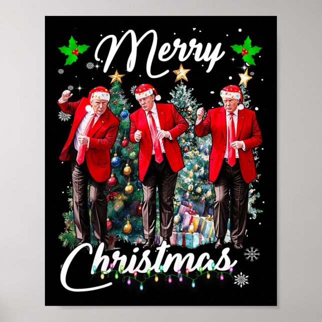 Póster Funny Trump baila Papá Noel Navidades Navidad Paja (Frente)