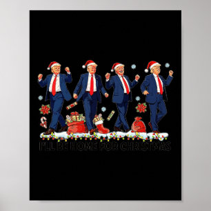 Póster Funny Trump baila Papá Noel Navidades Navidad Paja