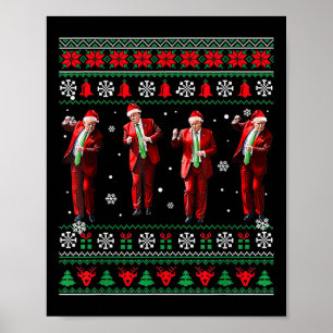 Póster Funny Trump baila Papá Noel Navidades Navidad Paja