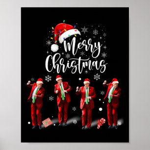 Póster Funny Trump Baila Santa Claus Feliz Navidad