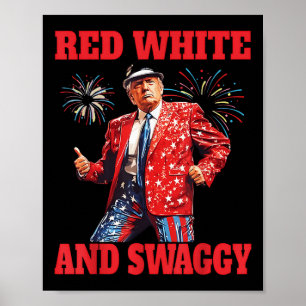 Póster Funny Trump Blanco Rojo Y Trump Dance 4O