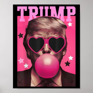 Póster Funny Trump Bubble Gum Rosa Sungl Heart