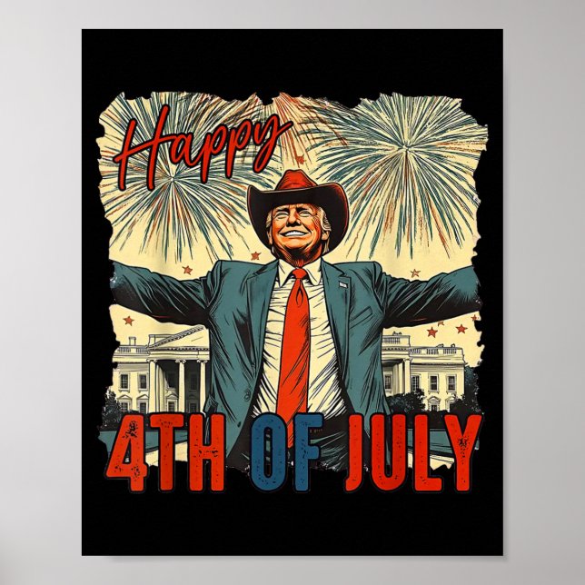 Póster Funny Trump Feliz 4 De Julio Día De La Independenc (Frente)