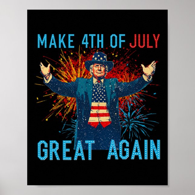 Póster Funny Trump Make 4th Of July Great Again Firework  (Frente)