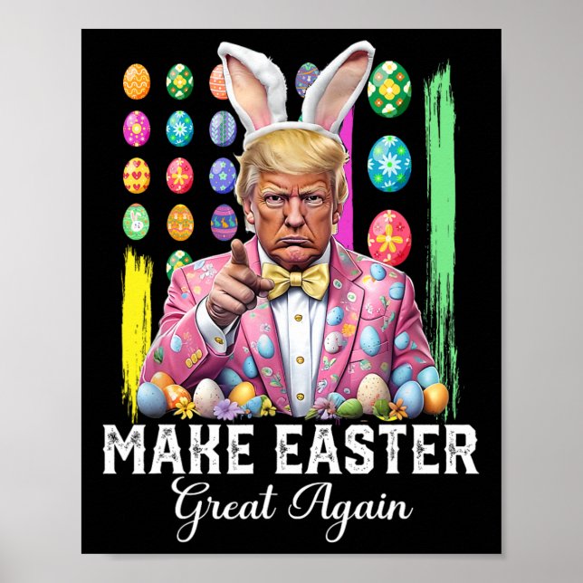 Póster Funny Trump Make Easter Great Again Bunny Hunt Egg (Frente)