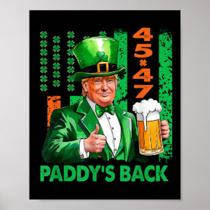 Póster Funny Trump Paddys Back 45 47 St Patricks Day Esta