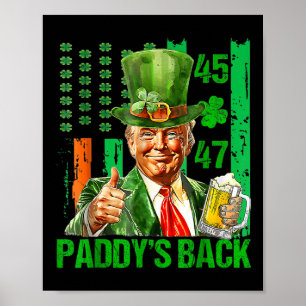 Póster Funny Trump Paddys Back 45 47 St Patricks Day Esta