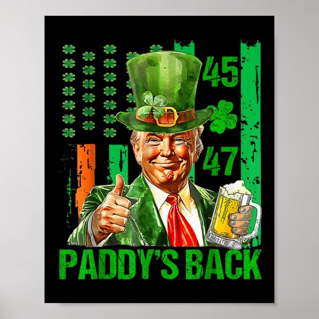 Póster Funny Trump Paddys Back 45 47 St Patricks Day Esta (Frente)