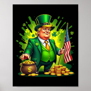 Póster Funny Trump Paddys Back 45 47 St Patricks Day Esta