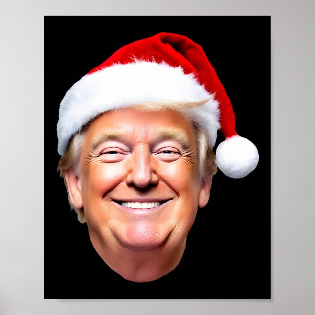 Póster Funny Trump Santa Hat Donald Trump Navidades nuevo (Frente)