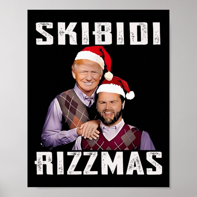 Póster Funny Trump Vance Skibidi Rizzmas hace Navidades G (Frente)