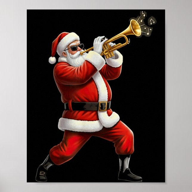 Póster Funny Trumpet Santa Christmas Graphic Player Trump (Frente)