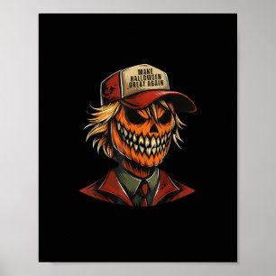 Póster Funny Trumpkin Calabaza Skeleton hace que Hallowee