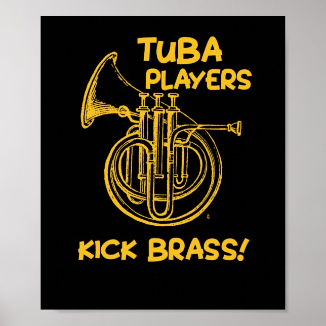 Póster Funny Tuba Jugadores Patean Música De Brass (Frente)