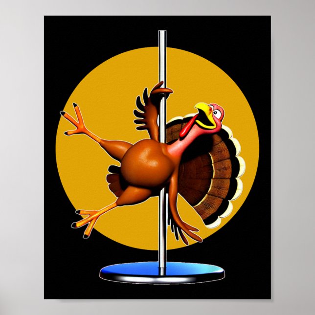 Póster Funny Turkey Dancing Apparel Dancing Pole Thanksgi (Frente)