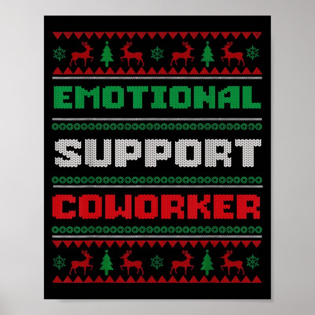 Póster Funny Ugly Christmas Sweater Emotional Suprt Cowor (Frente)