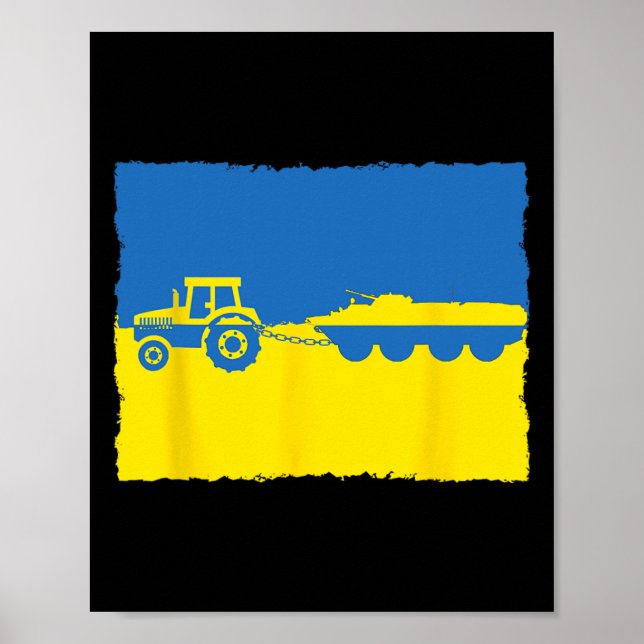 Póster Funny Ukraine Farmer Tractor Steals A Russian Tank (Frente)