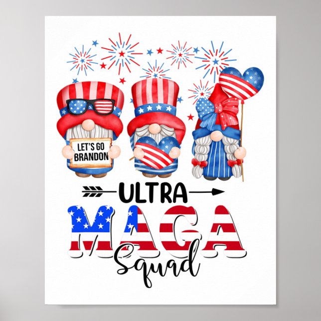 Póster Funny Ultra Mega Squad Gnomes 4 De Julio Ultra Me (Frente)