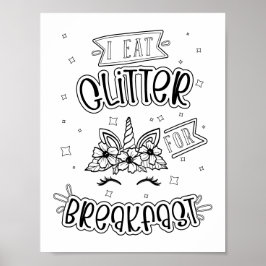 Póster Funny Unicorn Coloring Poster