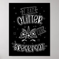 Funny Unicorn Poster de color de fondo negro