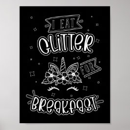 Póster Funny Unicorn Poster de color de fondo negro