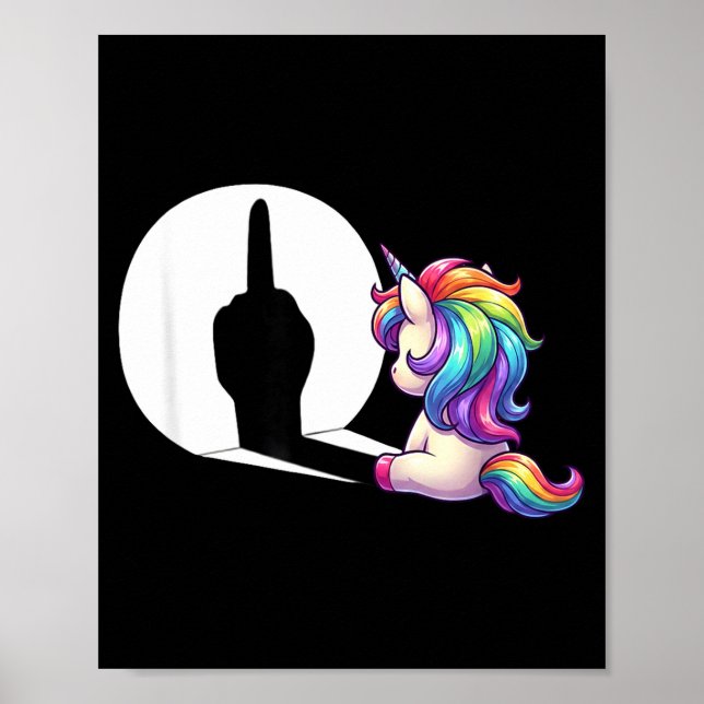 Póster Funny Unicorn With Middle Finger Morning Grouch  (Frente)