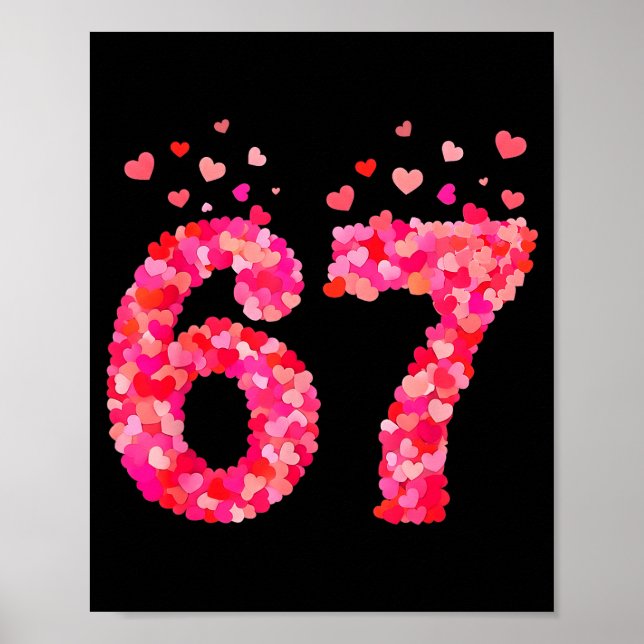 Póster Funny Valentine 6 7 Meme Chico Seis Siete Corazone (Frente)