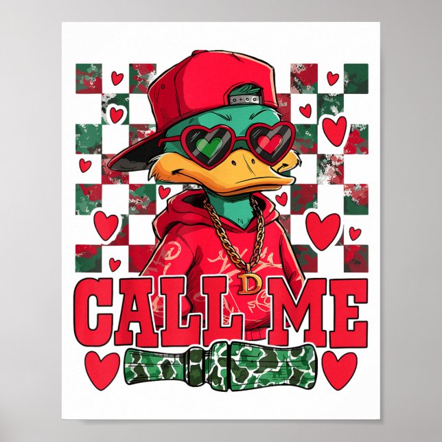 Póster Funny Valentine's Day Boy Duck Hunting Call Me Tod (Frente)