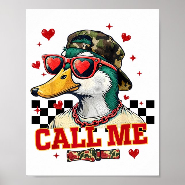Póster Funny Valentine's Day Boy Duck Hunting Call Me Tod (Frente)