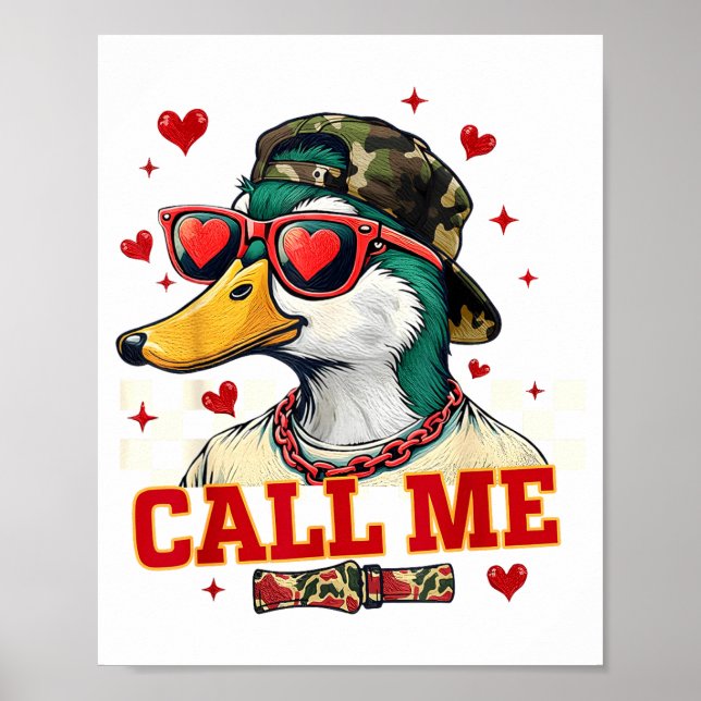 Póster Funny Valentine's Day Boy Duck Hunting Call Me Tod (Frente)