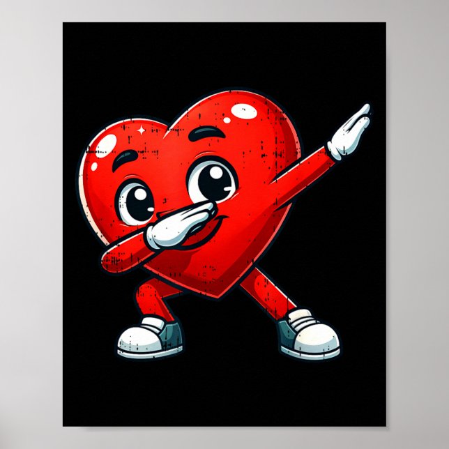 Póster Funny Valentines Day Dabbing Heart Lover Men Kids  (Frente)