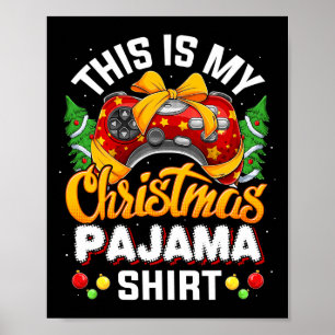 Póster Funny Video Game Controller Navidades Santa Hat Ga