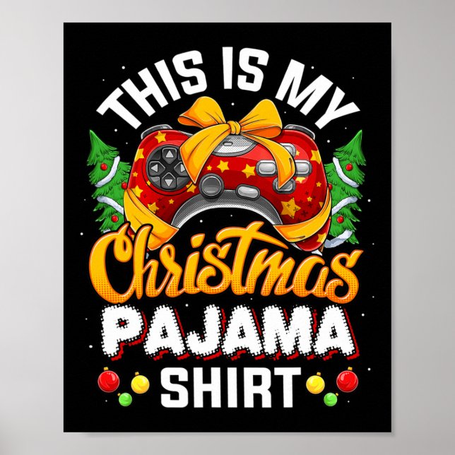 Póster Funny Video Game Controller Navidades Santa Hat Ga (Frente)
