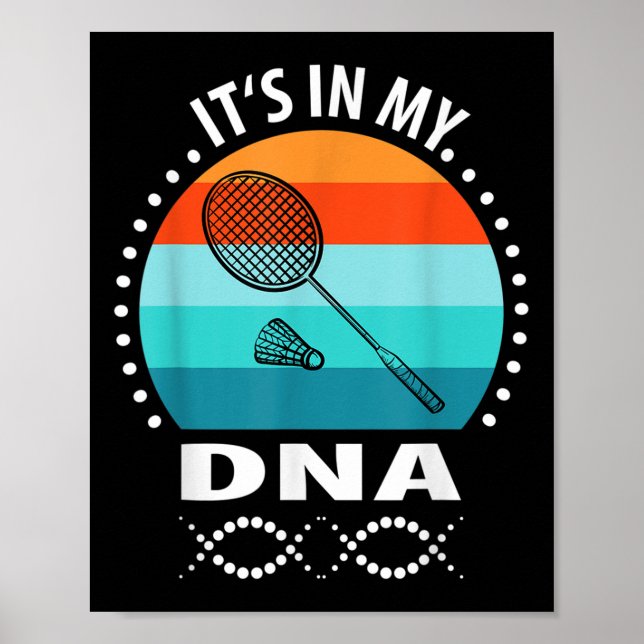 Póster Funny Vintage Badminton Shuttle Player S (Frente)