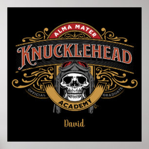 Póster Funny Vintage Knucklehead Academy Skull
