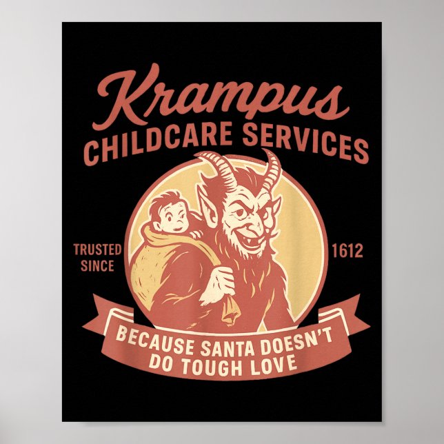 Póster Funny Vintage Krampus Child Transrt Services Merry (Frente)
