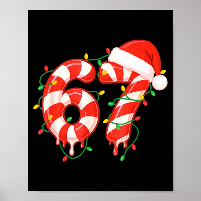 Póster Funny Viral Christmas 67 Candy Canes Meme Santa Ho (Frente)