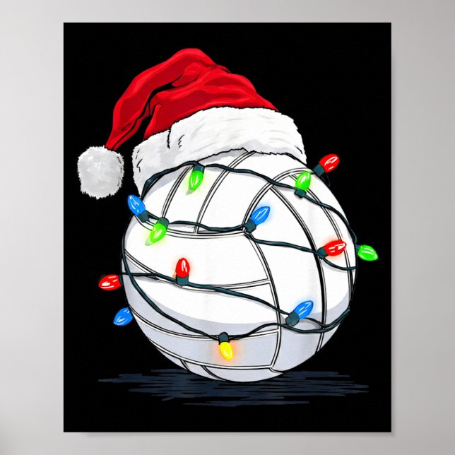 Póster Funny Volleyball Ball Christmas Graphics Lights Lo (Frente)