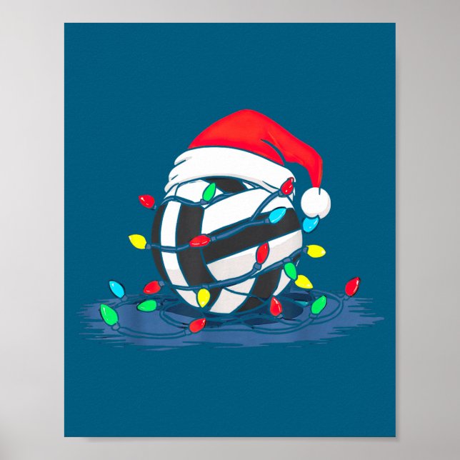 Póster Funny Volleyball Christmas Graphics Lights Lover P (Frente)