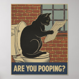 Póster Funny Wall Art - ¿Estás Paseando? Cat on Toilet