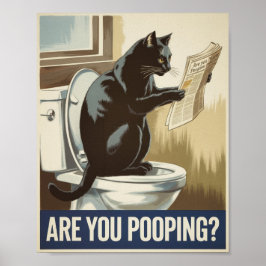 Póster Funny Wall Art - ¿Estás Paseando? Cat on Toilet