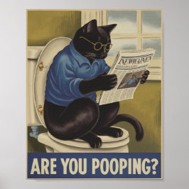 Póster Funny Wall Art - ¿Estás Paseando? Cat on Toilet