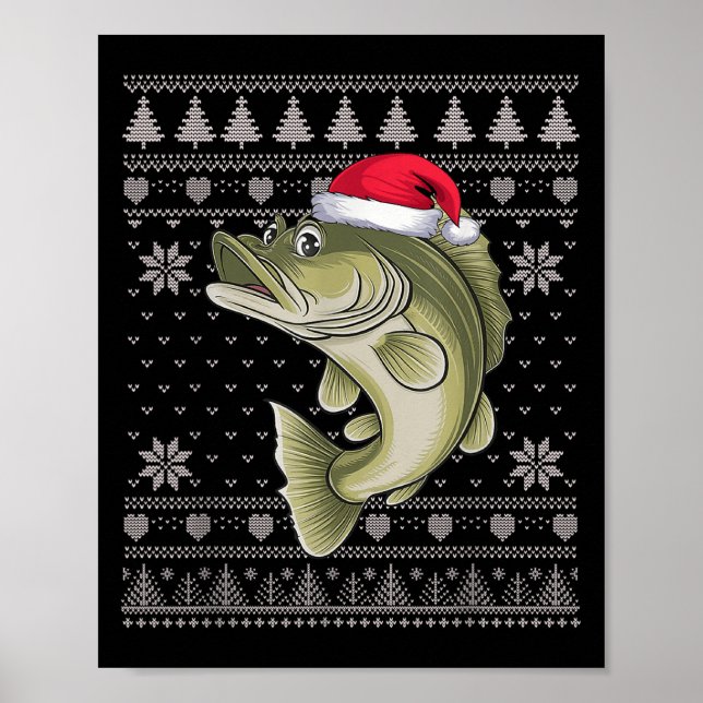 Póster Funny Walleye Fish Navidades feos Sweater Santa Xm (Frente)