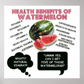 Póster Funny Watermelon Man Viagra Chiste